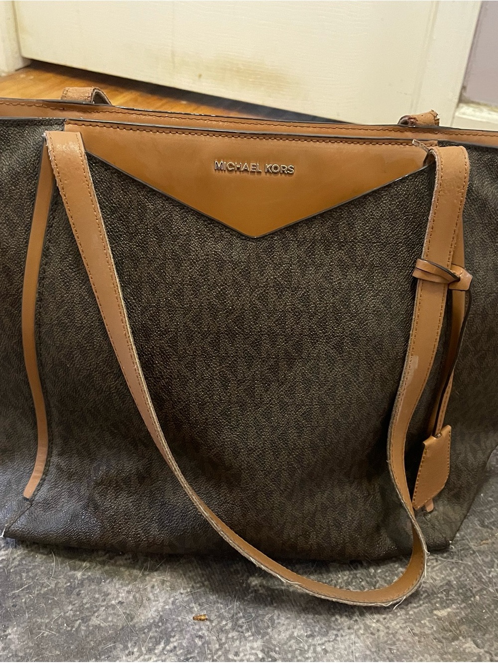 Michael Kors Brown and Tan Signature Monogram Tote